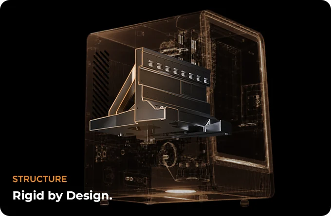 Transparent cutaway rendering of the K1 cast bed and internal support structure